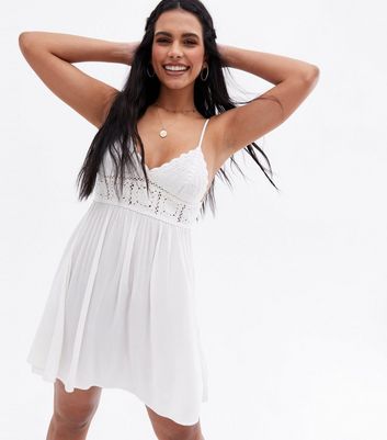 White Crochet Beach Dress | New Look